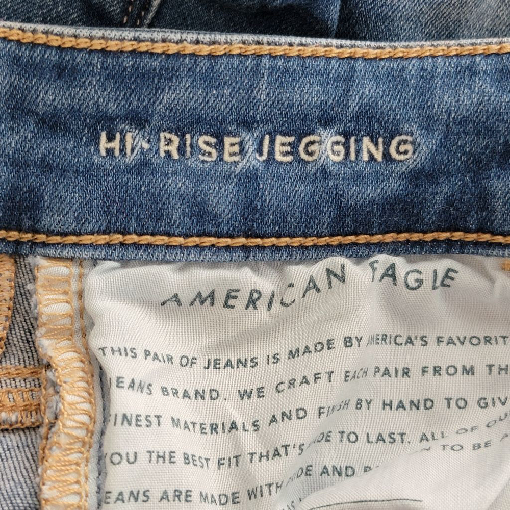 AE 8 American Eagle Skinny Jeans Hi Rise Jegging Medium Blue Wash Stretch - Picture 9 of 10